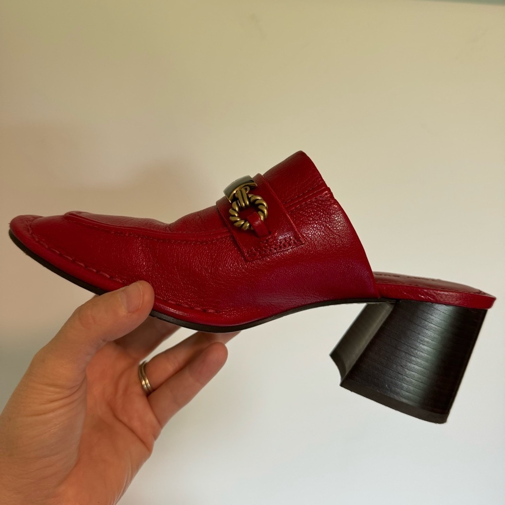 Tory Burch Red Mules with Gold Accent - Picture 8 of 9